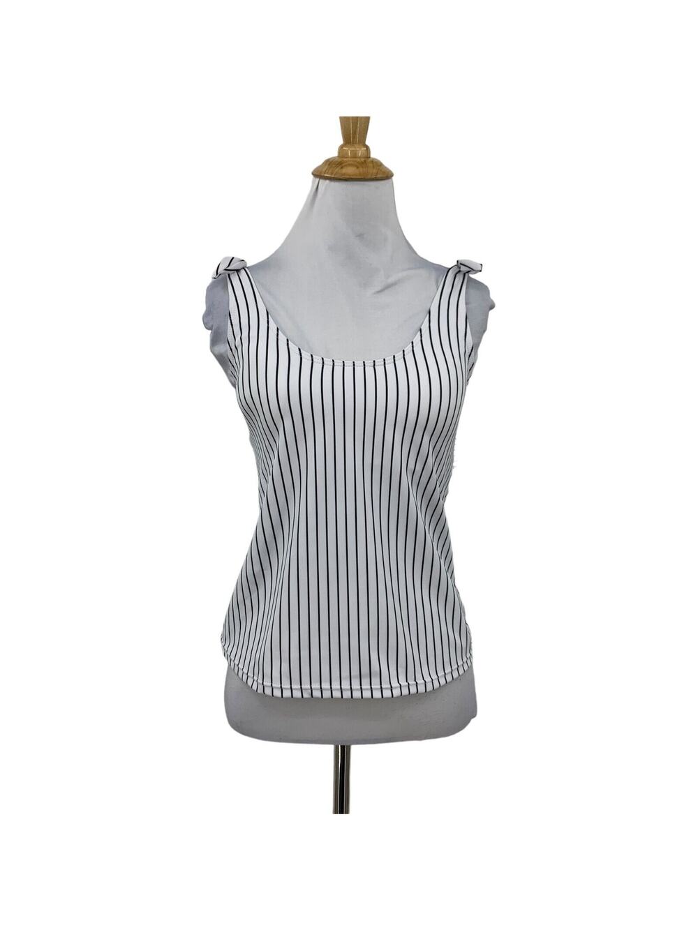 Beachsissi Tankini Womens M Medium Stripe Padded Shelf Bra Tie Shoulder Swim Top